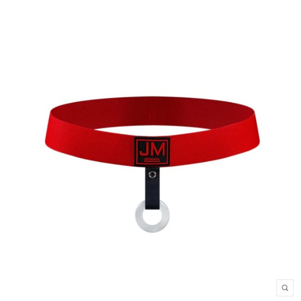 Jockmail Mens Body Strap with Silicone Ring Medium RED